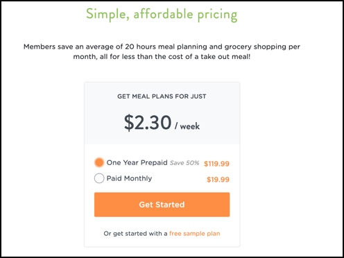 Forks meal planner pricing is affordable!